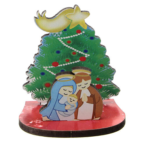 Holy Family with Christmas tree printed wood 5 cm 1