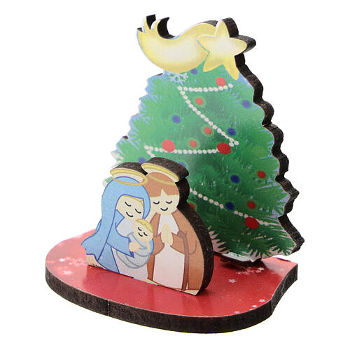 Holy Family with Christmas tree printed wood 5 cm 2