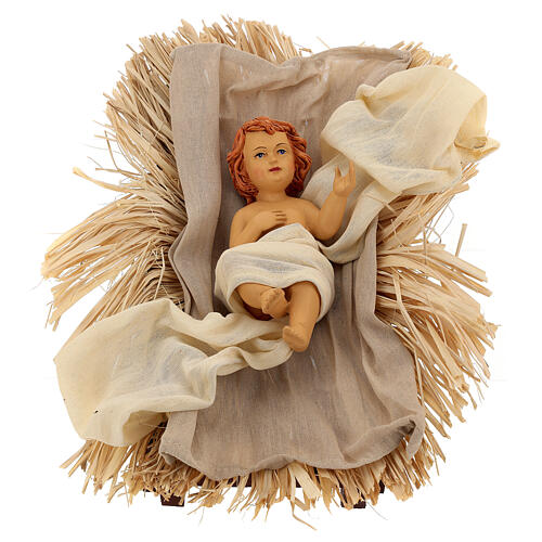 Holy Family, set of three, resin and fabric, beige and gold, 80 cm 2