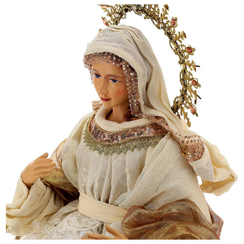 Holy Family, set of three, resin and fabric, beige and gold, 80 cm 3