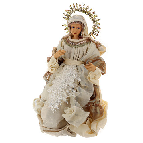 Holy Family, set of three, resin and fabric, beige and gold, 80 cm 6