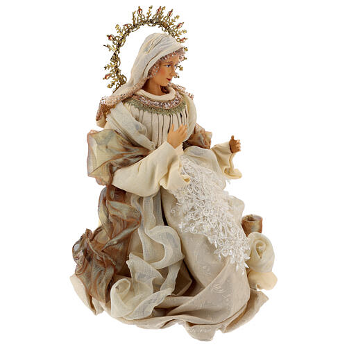 Holy Family, set of three, resin and fabric, beige and gold, 80 cm 8