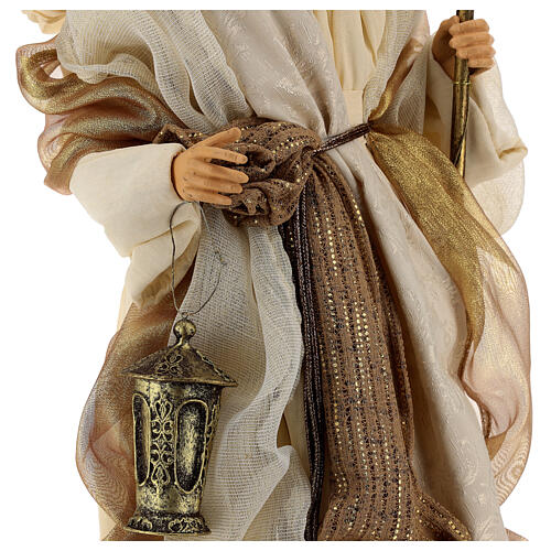 Holy Family, set of three, resin and fabric, beige and gold, 80 cm 9