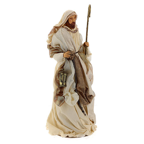 Holy Family, set of three, resin and fabric, beige and gold, 80 cm 10