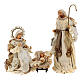 Holy Family nativity set 3 pcs beige gold resin cloth 80 cm s1