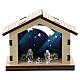 Nativity stable with blue comet background metal characters 5 cm s1