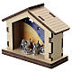 Nativity in metal with wood shack and printed desert in the background 5 cm s2