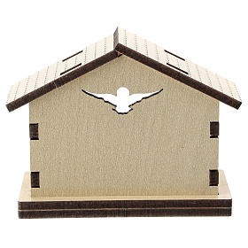 Capanna legno sfondo Sacra Famiglia 5 cm s3
