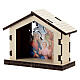 Wooden Nativity stable with Holy Family background s2