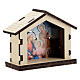 Wooden Nativity stable with Holy Family background s3