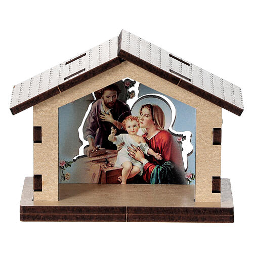 Wooden stable with Holy Family image 1