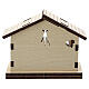 Hütte aus Holz mit Motiv der Heiligen Familie im Hintergrund s3