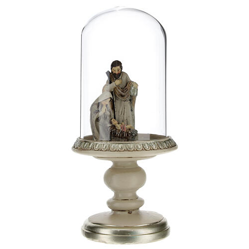 Christi Geburt aus Harz in Glasglocke, 21 cm 1