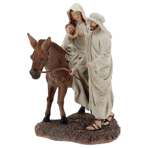 Holy Family with donkey statue in resin 20 cm 3