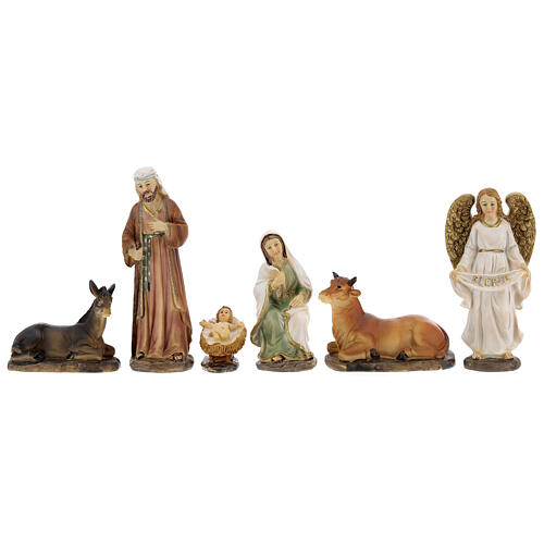 Natividade de Jesus 6 figuras resina cores claras 12 cm 5