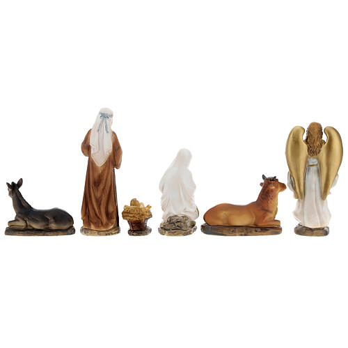 Natividade de Jesus 6 figuras resina cores claras 12 cm 6