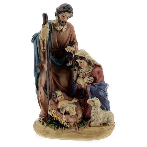 Christi Geburt aus farbigem Harz (4 Figuren), 12 cm 1