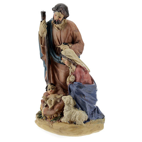 Christi Geburt aus farbigem Harz (4 Figuren), 12 cm 2