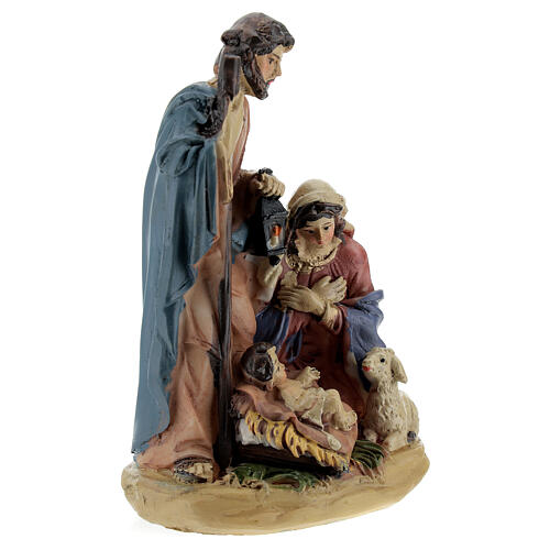 Christi Geburt aus farbigem Harz (4 Figuren), 12 cm 3