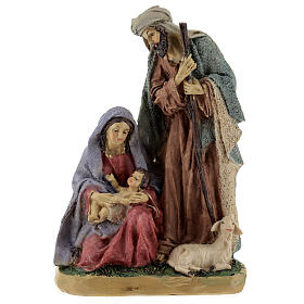 Christi Geburt aus farbigem Harz (4 Figuren), 20 cm