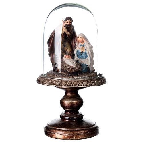 Holy Family figure in resin glass bell 20 cm nativity 8 cm 1