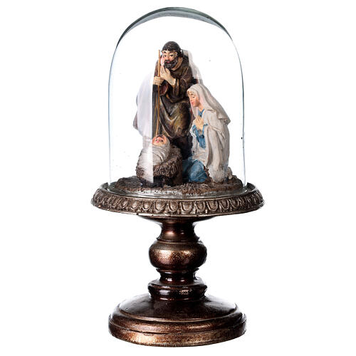 Holy Family figure in resin glass bell 20 cm nativity 8 cm 2