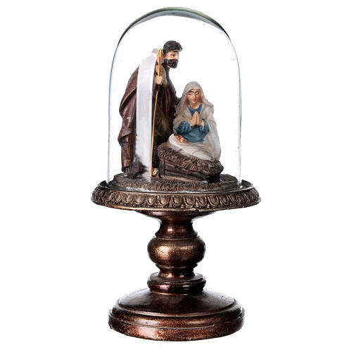 Holy Family figure in resin glass bell 20 cm nativity 8 cm 3