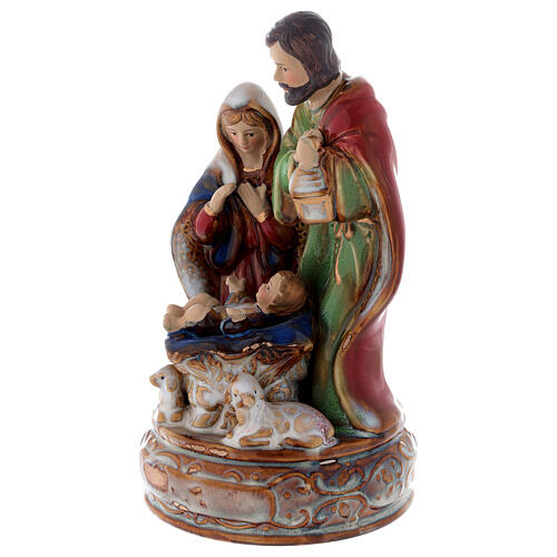 Holy Family music box 22 cm painted ceramic 3