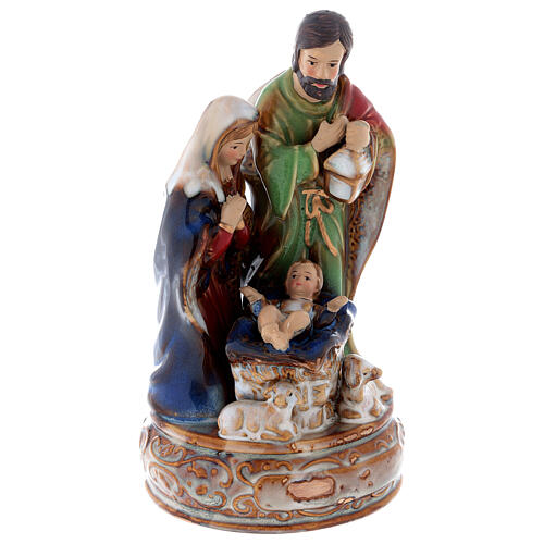 Holy Family music box 22 cm painted ceramic 4