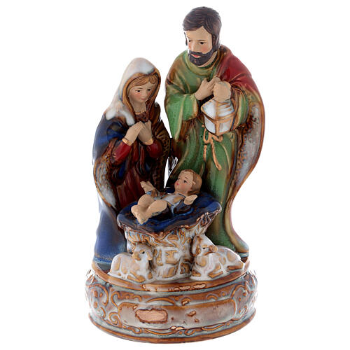 Holy Family music box 22 cm colored ceramic 1