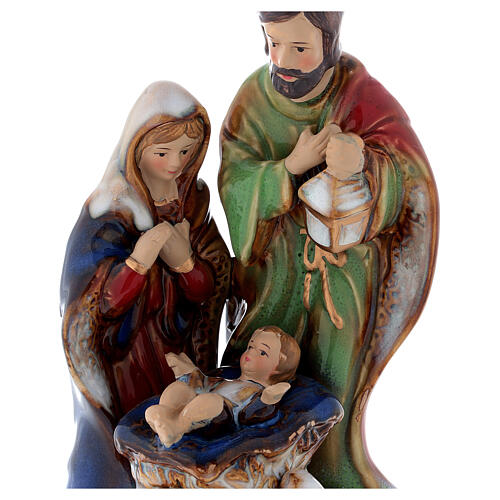 Holy Family music box 22 cm colored ceramic 2
