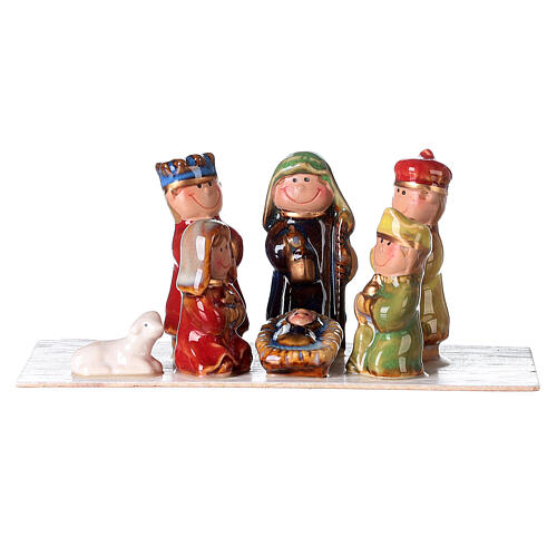Nativity line for children 7 pcs 6 cm in coloured ceramic 4