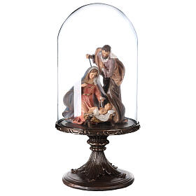Holy Family statue 20 cm in glass bell 45 cm