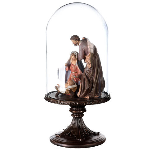 Holy Family statue 20 cm in glass bell 45 cm 3