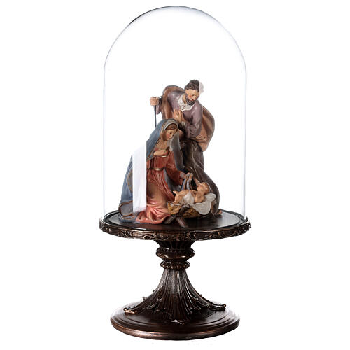 Holy Family statue 20 cm in glass bell 45 cm 4