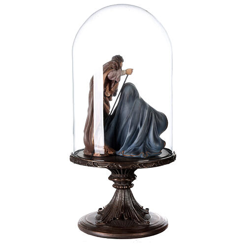 Holy Family statue 20 cm in glass bell 45 cm 5