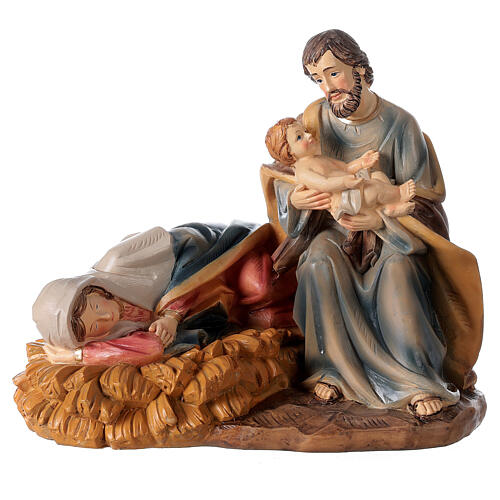 Natividade com Virgem Maria descansando grupo resina pintada 20 cm 1
