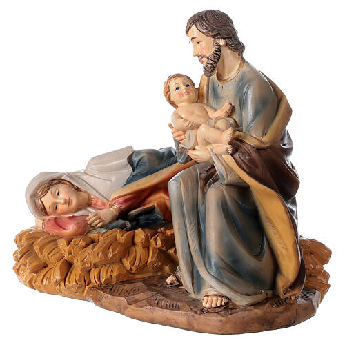 Natividade com Virgem Maria descansando grupo resina pintada 20 cm 2