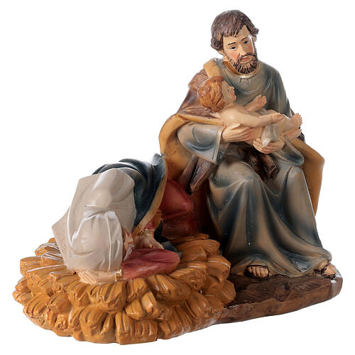 Natividade com Virgem Maria descansando grupo resina pintada 20 cm 3
