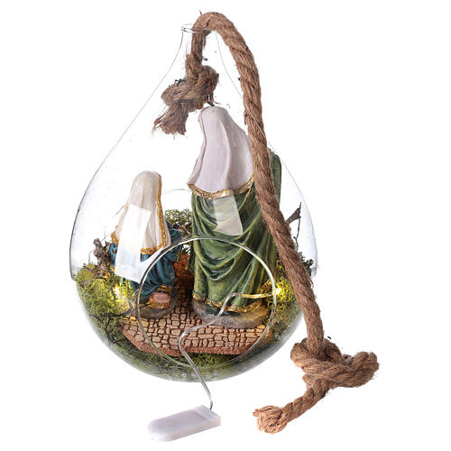 Holy Family in a glass drop 25 cm with lights for 16 cm Nativity Scene 4