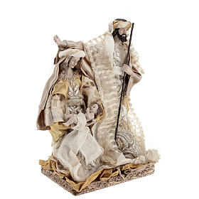 Holy Family 30 cm resin and golden fabric