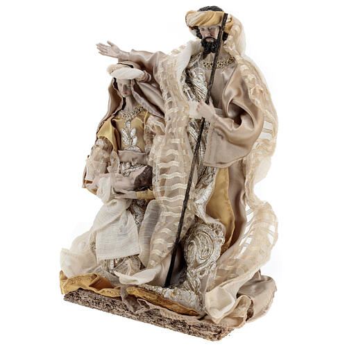 Holy Family 30 cm resin and golden fabric 3