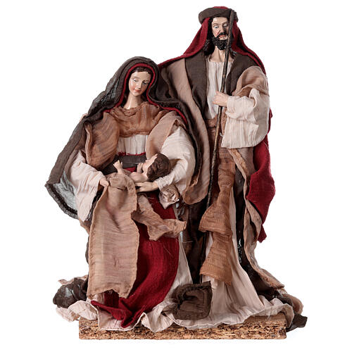 Burgunderrote Christi Geburt aus Harz und Stoff, 30 cm 1
