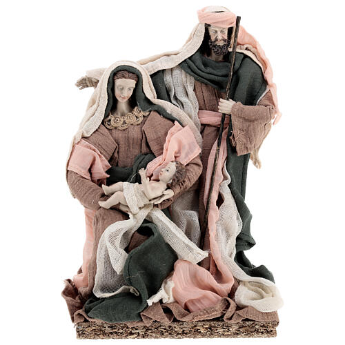 Holy Family set in pink beige fabric 30 cm 1