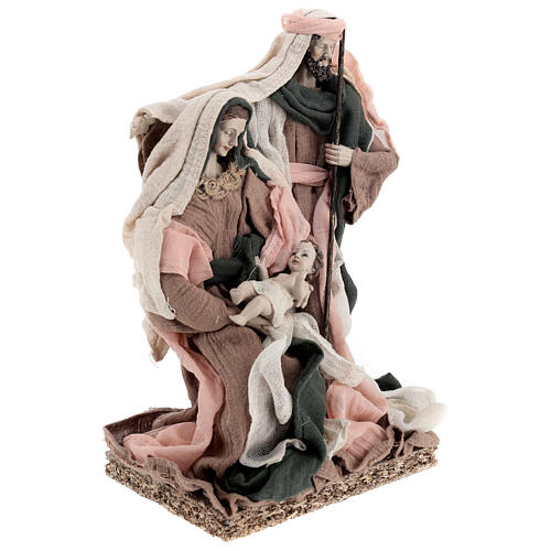 Holy Family set in pink beige fabric 30 cm 3