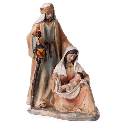 Pfirsichfarbene und beigefarbene Christi Geburt aus Harz, 20 cm 1