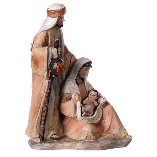 Pfirsichfarbene und beigefarbene Christi Geburt aus Harz, 20 cm 2