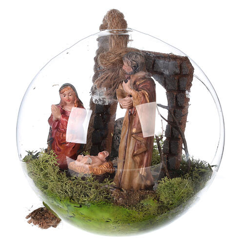 Christi Geburt aus 11 Stücken von je 3 cm mit Glaskugel, 15 cm 7