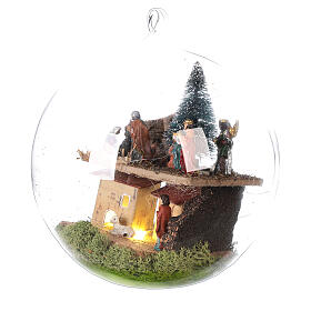 Nativity Scene of 3 cm high 11 figurines in a 15 cm glass ball