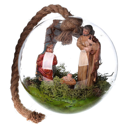 Nativité 11 pcs de 3 cm dans une boule en verre 15 cm 5